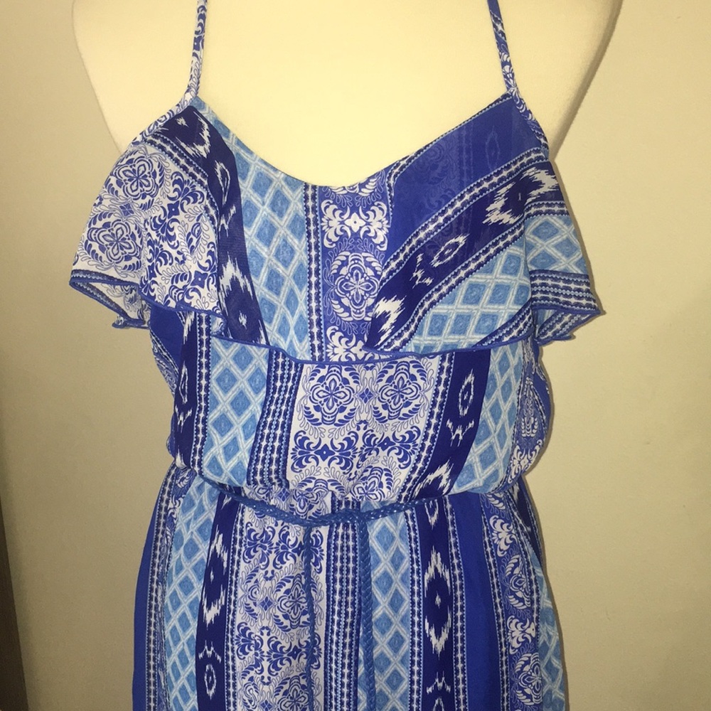 Blue and white sundress‎ maxi dress size medium - Picture 2 of 8
